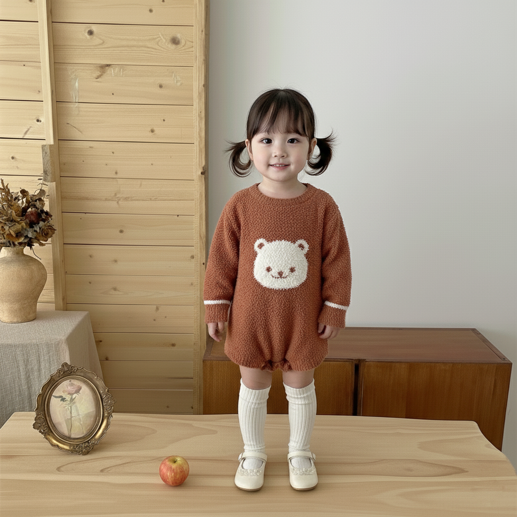婴儿衣服秋冬宝宝针织连体衣
