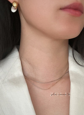 高级简约极细蛇骨链保色叠戴