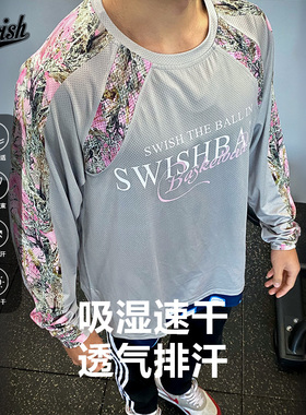 SWISH THE BALL IN树叶迷彩美式复古速干投篮服运动速干网眼长袖