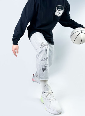 SWISH THE BALL IN 空心球系列美式直筒减腿毛边针织运动卫裤布克