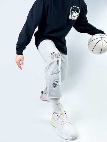 SWISH THE BALL IN 空心球系列美式直筒减腿毛边针织运动卫裤布克