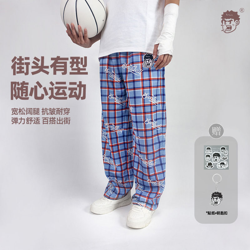 炸裂奇奇春夏美式篮球长裤格子裤图片
