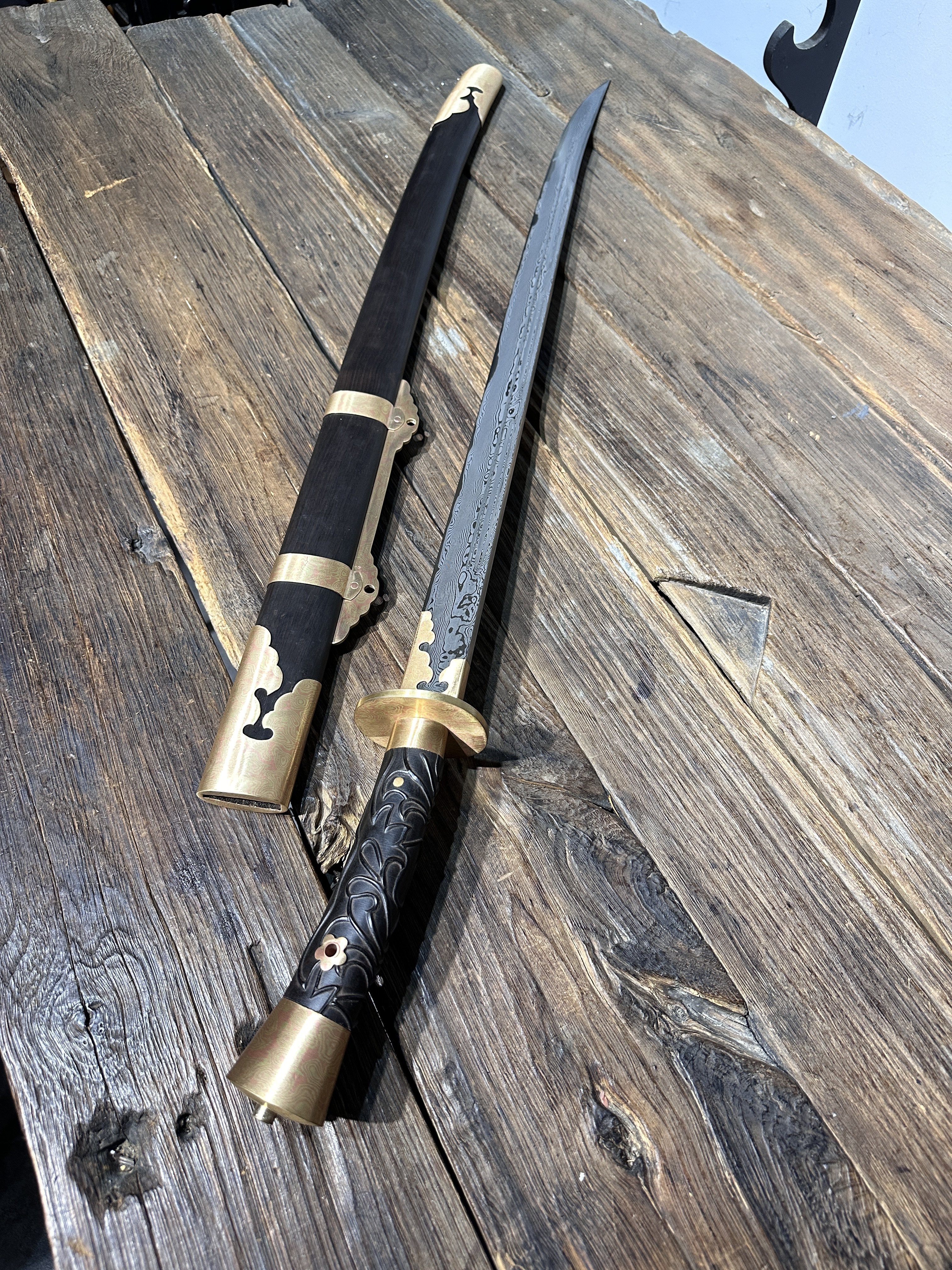 龙泉手工制作冷兵器雁翎刀木纹金手工包铜千层钢夹钢刀身未开刃,特色手工艺,刀剑,淘宝优惠券,粉丝福利购,淘宝优惠卷