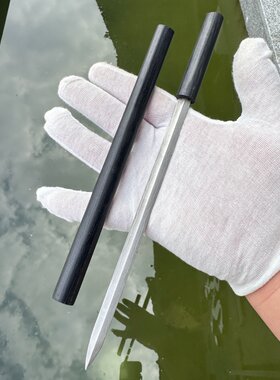 龙泉手工制作素装唐剑大马士革微兵器1:4冷兵器文创把玩未开刃
