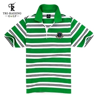 Mùa hè kinh doanh bình thường nam ngắn tay áo thun ve áo hạt bông sọc áo polo từ bi thanh niên màu - Polo áo phông nam có cổ