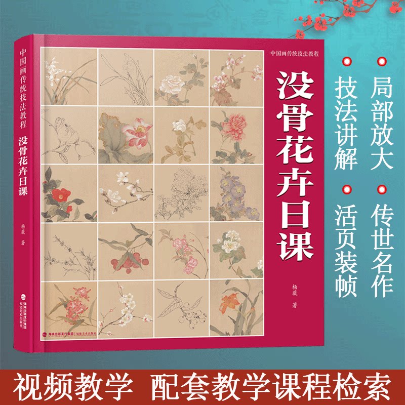 没骨花卉日课 中国画传统技法教程 视频教学 国画山水从入门到精通自学零基础教程书临摹范本大全 美术绘画初学者名家教材画册书籍
