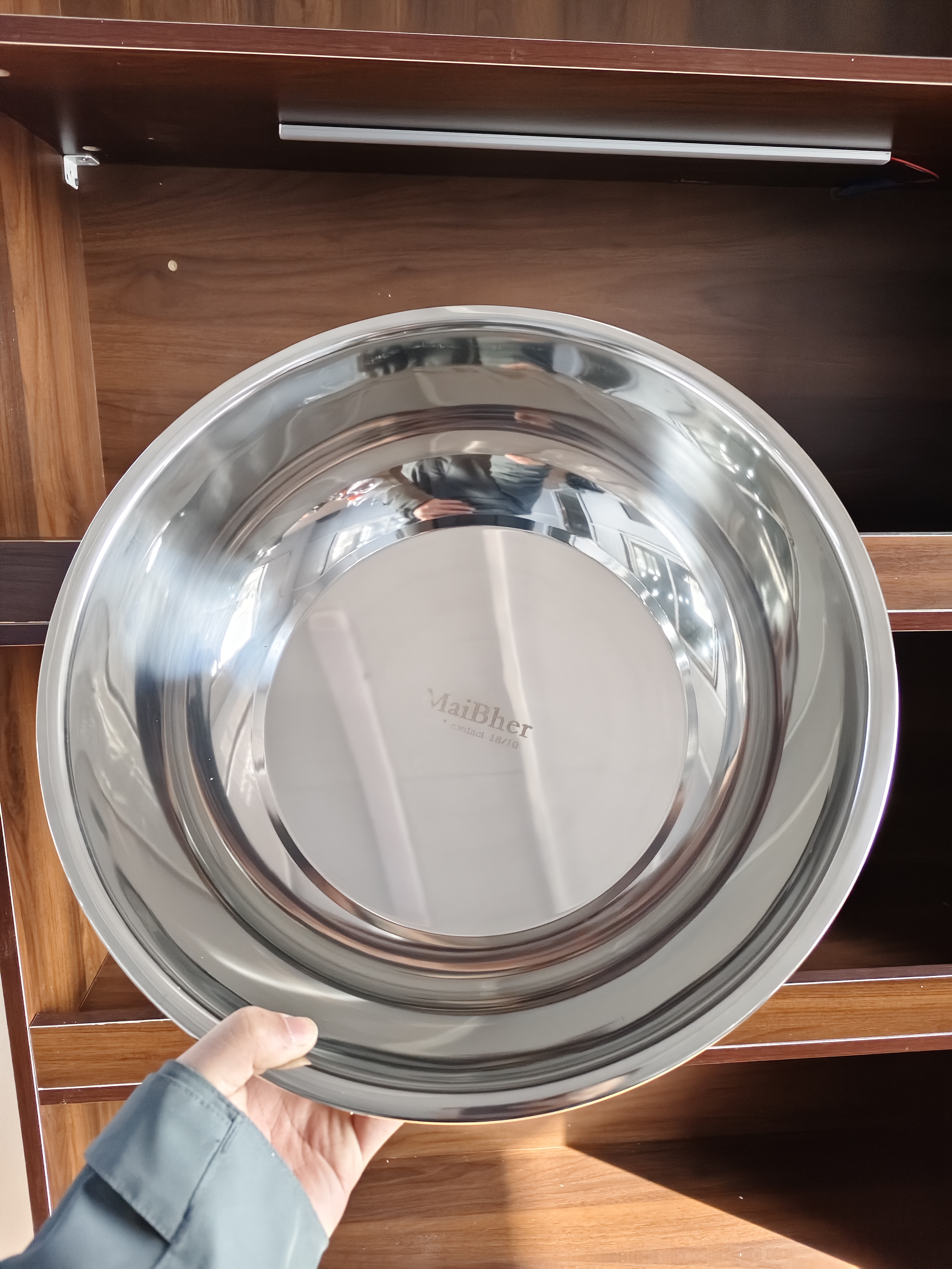 A113-迈宝赫18/10不锈钢加厚食品级汤盆洗菜盆和面盆特大盆子40cm