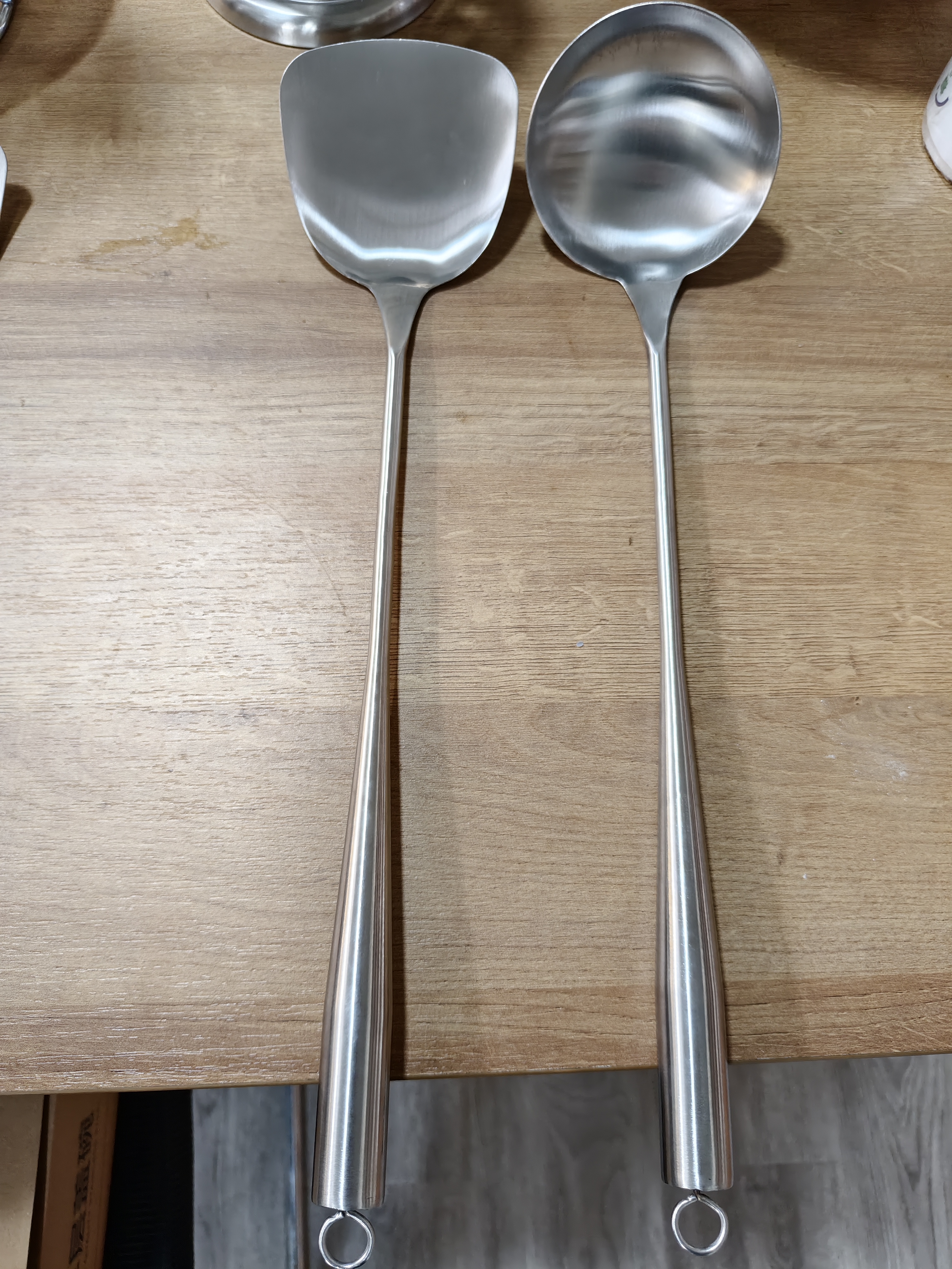 F9-出口外贸加厚316不锈钢长柄铲子汤勺家用煮粥勺子盛汤加深款