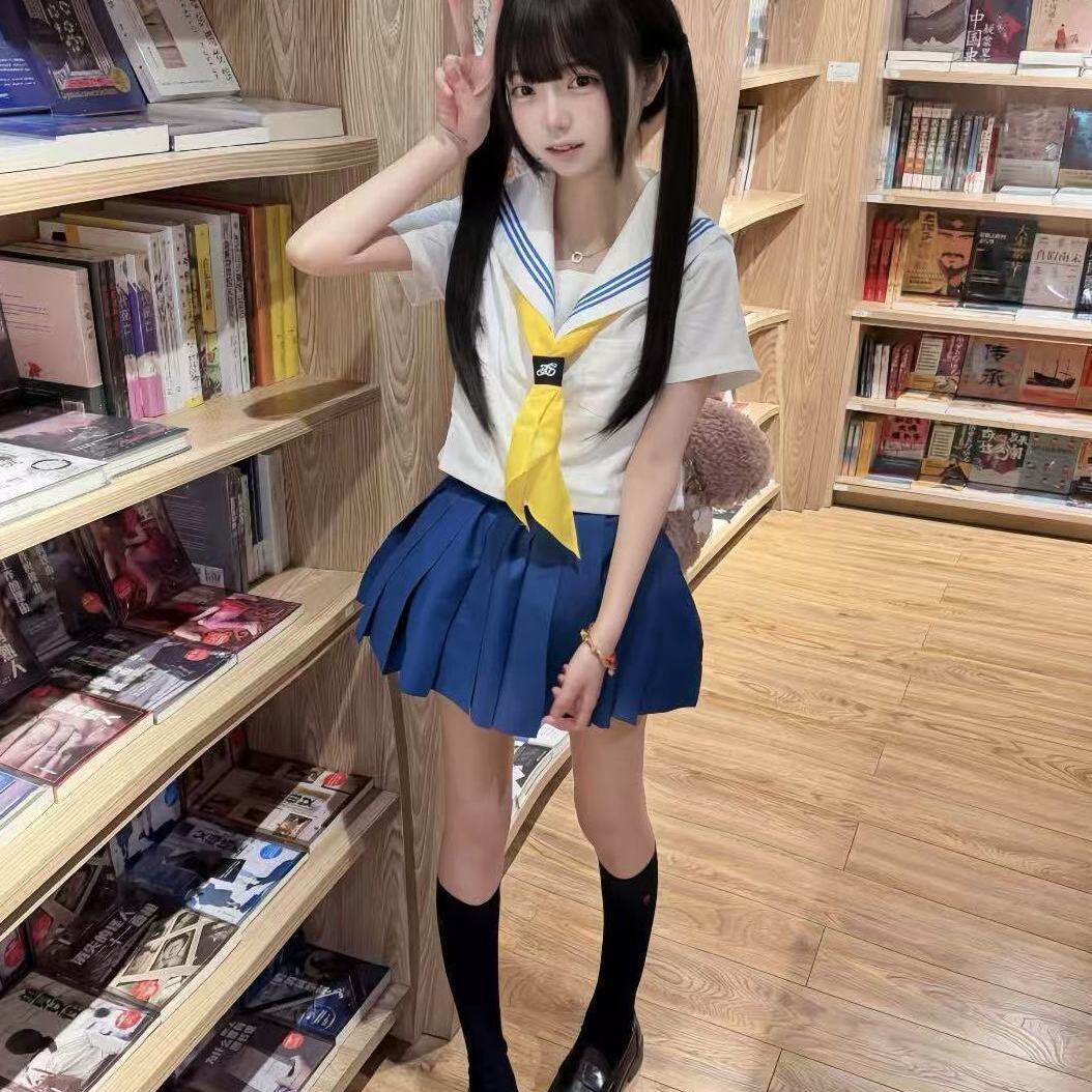 胖MM大码JK制服白领蓝三本水手服海军蓝JK裙新款学院风校供感套装