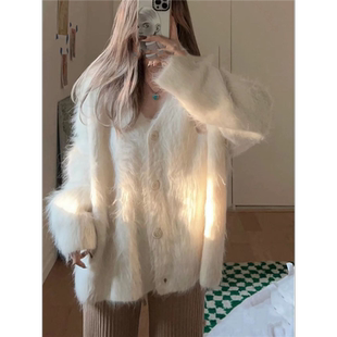 胖MM200斤特大码 外套上衣 高级感气质毛衣女慵懒风宽松针织开衫