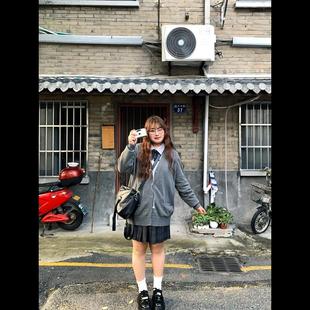胖MM200斤特大码jk制服裙套装毛衣开衫外套学院风校供针织秋全套