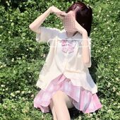 胖MM200斤特大码 女校服树莓红茶格裙两件套制服 日系学院风jk衬衫