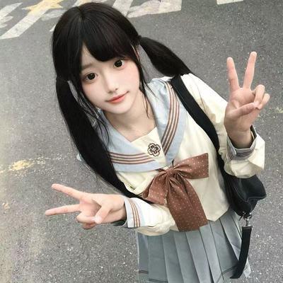 胖MM大码精灵软妹JK收腰校供感短袖水手服百褶裙基础款学院风套装