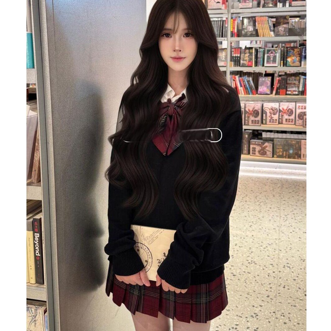 胖MM大码日系JK制服套头针织衫学院风显瘦百搭长袖毛衣格裙套装女,女装/女士精品,时尚套装,淘宝优惠券,粉丝福利购,淘宝优惠卷