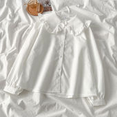 加大新款 法式 上衣学院风娃娃领长袖 胖MM大码 衬衫 百搭宽松叠穿衬衣