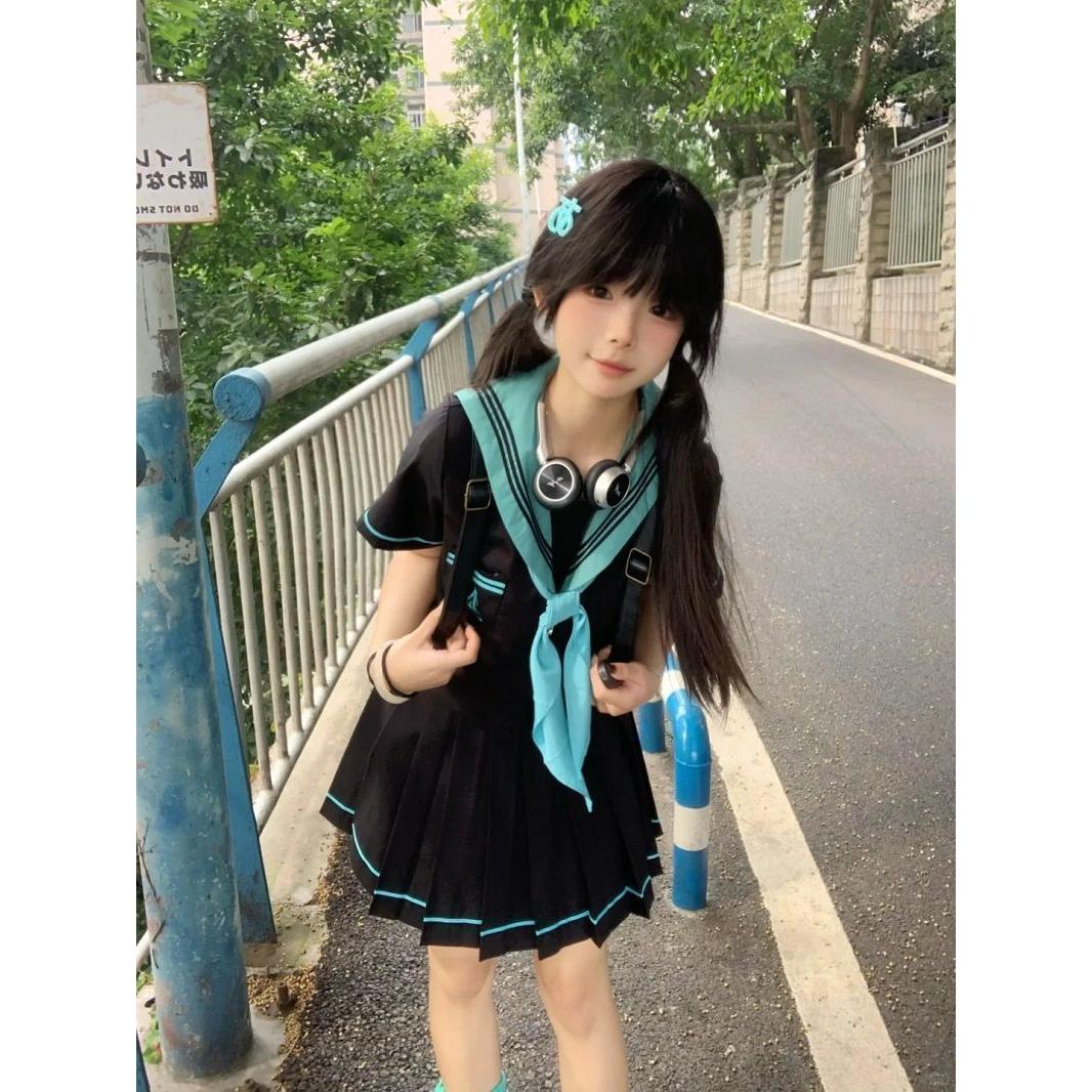 胖MM大码青本绘JK水手服日系校供水手服jk制服裙基础款学院风套装