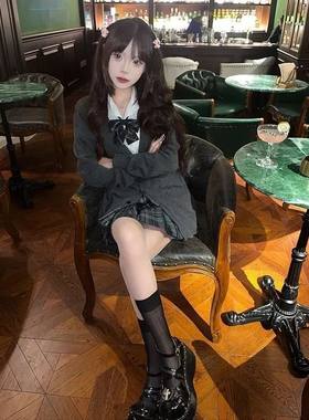 胖MM200斤特大码日系jk制服毛衣秋冬针织开衫百搭校供学院风外套