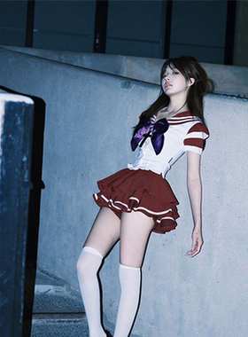 胖MM200斤特大码甜辣水手服学jk服套装软妹蝴蝶结上衣高腰蓬蓬裙