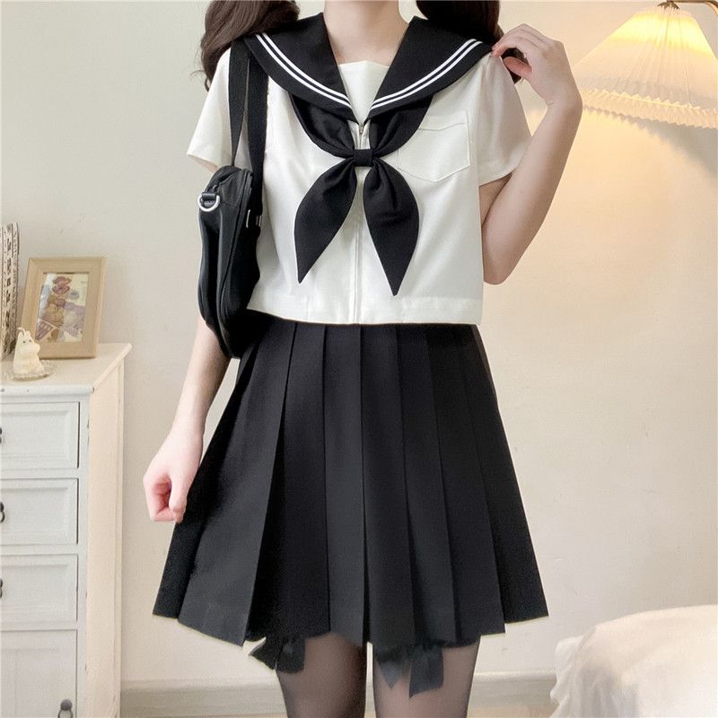 胖MM200斤特大码水手服jk制服裙基础款日系学院风宽松套装中间服