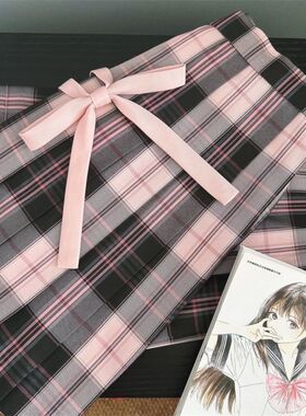 胖MM大码【粉雾海】jk制服原创格裙学院风女百褶裙短裙黑粉学生