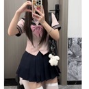 胖MM大码 樱恋日记 原创jk甜美日系正版 校供学院收腰水手服套装