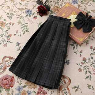 胖MM200斤特大码碳灰jk制服格裙夏季黑色百褶中牌半身裙校供短裙
