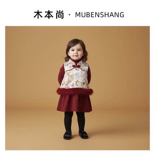 木本尚女童冬装汉服马甲拜年服