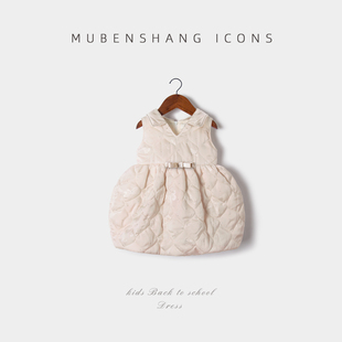 木本尚女童冬装连衣裙夹棉加厚2026新款宝宝背心裙甜美可爱裙子