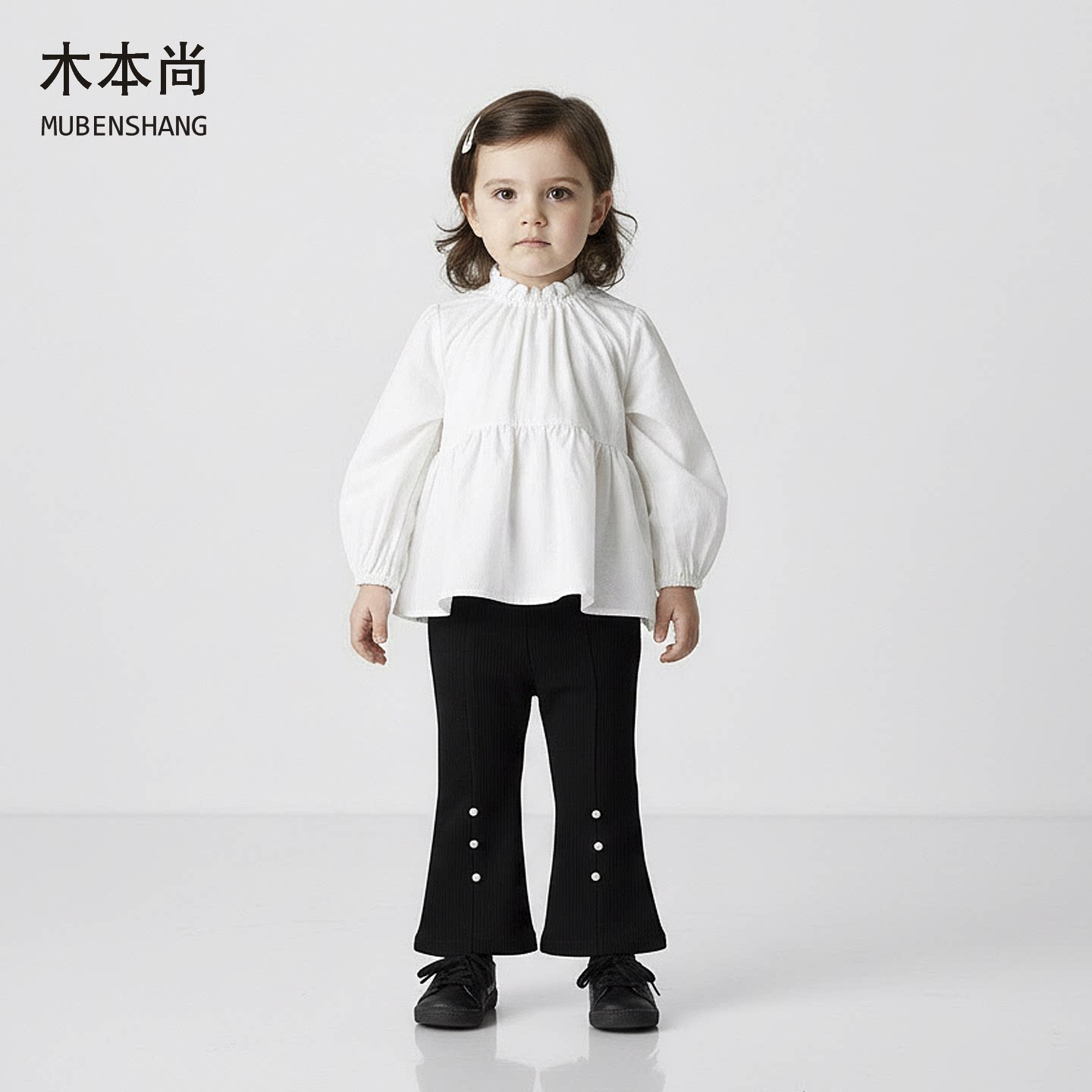 木本尚女童秋装铜氨丝衬衫图片