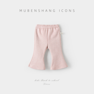 木本尚女童冬装裤子休闲长裤2026新款宝宝粉色修身松紧腰儿童童装