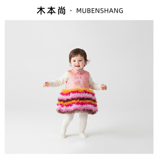 木本尚女童汉服旗袍裙2026新款宝宝唐装中国风提花刺绣中秋衣服