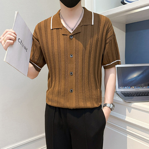 A135-9102 男士开衫春夏秋针织短袖 冰丝短袖 P65控95图片