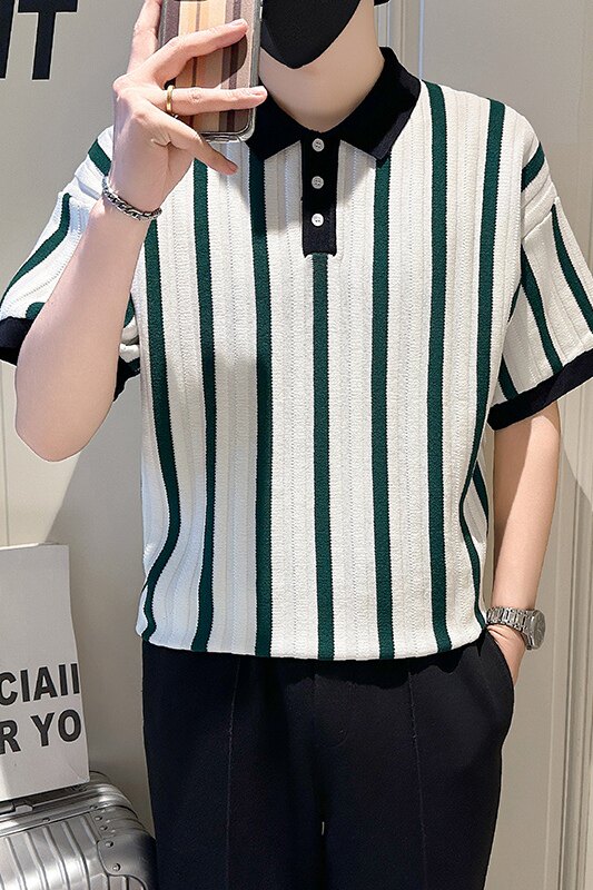 A135-9111男士PL领春夏秋针织短袖冰丝短袖宽松版型P65控95,男装T恤,电商A135（原星座819）