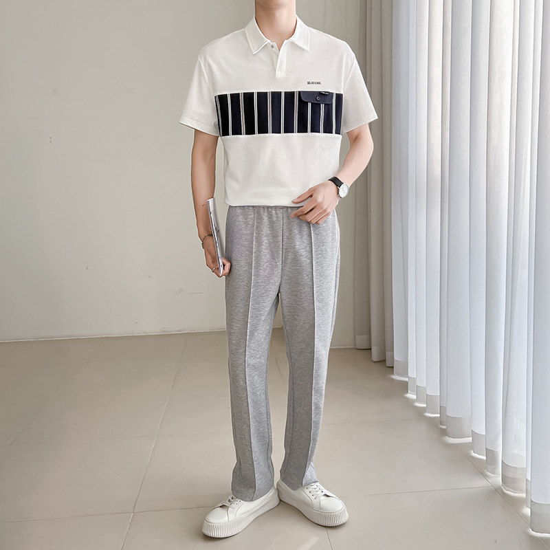 C311-T06夏季男士个性工艺拼接短袖PL衫假口袋设计三色可选P58,男装Polo衫,电商A135（原星座819）