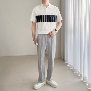 C311-T06 夏季男士个性工艺拼接短袖PL衫 假口袋设计 三色可选P58图片