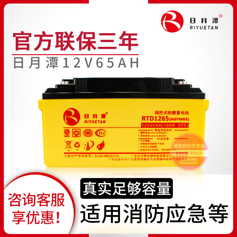 日月潭12V65AHups电源电池消防应急备用EPS电源免维护铅酸蓄电池