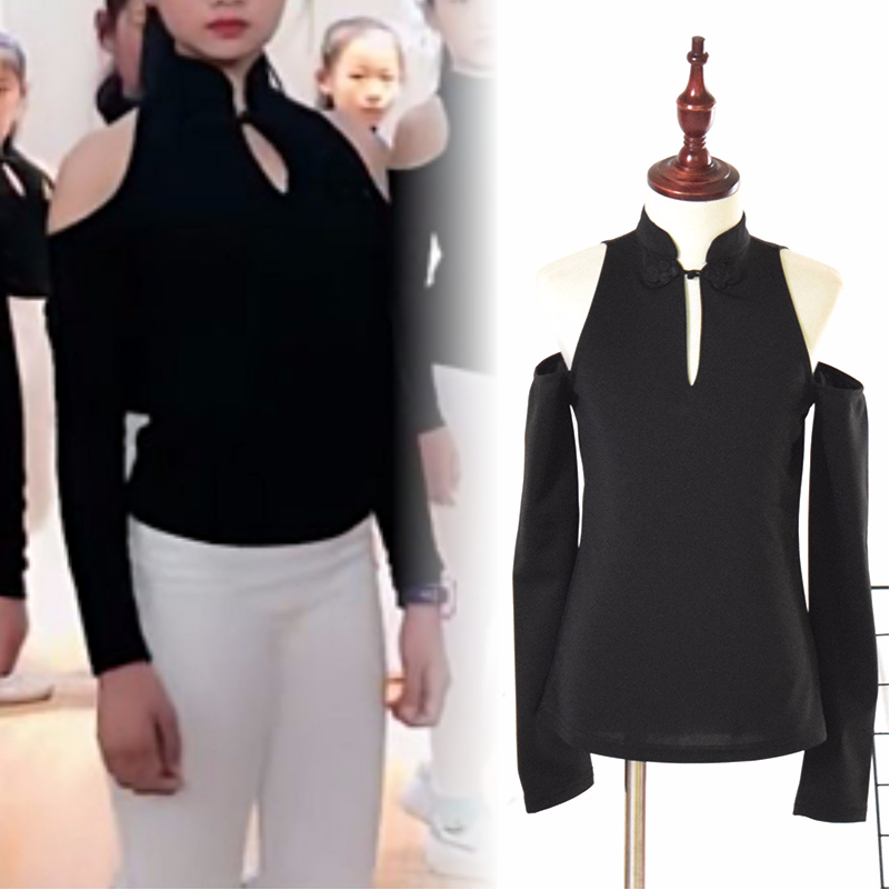 模特形体礼仪旗袍领露肩练功服