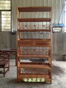 实木仿古书架陈列架货架展柜茶叶置物架书柜中式博古架隔断文玩架