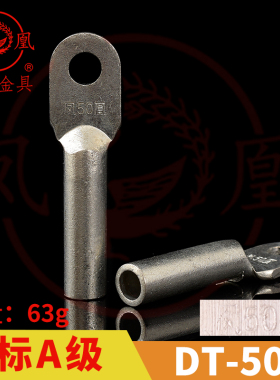 凤凰 国标A级 镀锡铜接头DT-50MM2 铜鼻子 铜接线端子 一只价