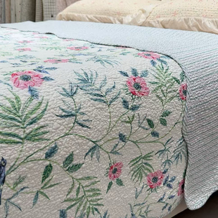 波浪边纯棉绗缝床盖 北欧ins风四季通用床盖