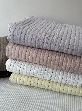 把艺术绣进梦里 韩式纯棉点点绣绗缝水洗纯棉床单床盖