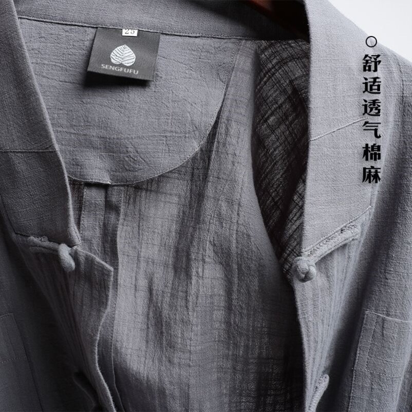 新款绑腿僧服棉麻短褂新款和尚服装比丘尼透气小褂僧袍秋季僧人衣