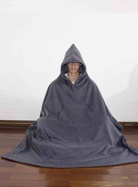 居士打坐披风打坐大披风秋冬季剪毛绒加厚灰色禅修斗篷僧服男女款