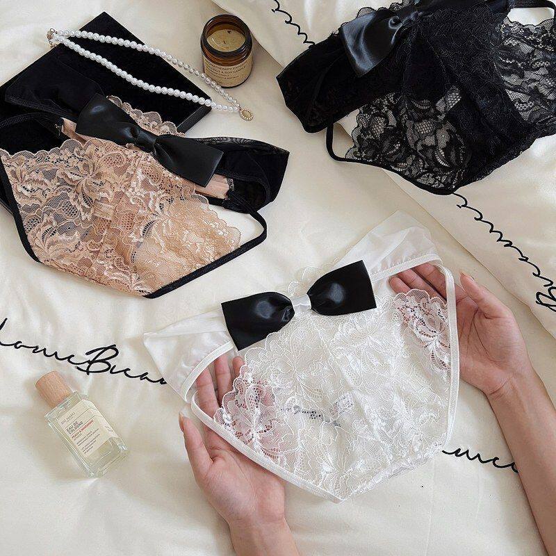 维多利亚诱恋回音~新款日韩少女蕾丝内裤女镂空大蝴蝶结时尚无痕