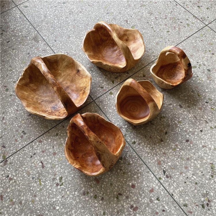단단한 나무 손잡이 과일 바구니 과일 접시 과일 분지 거실 가정용 과일 접시 크리 에이 티브 나무 뿌리 조각 과일 바구니 주방 야채 바구니