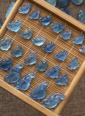 保真纯天然海蓝宝如意吊坠高冰高透蓝色男女水晶项链收藏级高端货