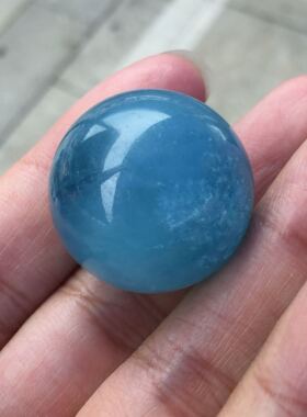 海蓝宝纯天然公分小圆球奶油体