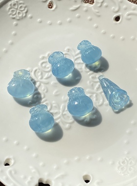 新款天然海蓝宝钱袋子吊坠 男女水晶福袋项链小孩宝宝挂件蓝色
