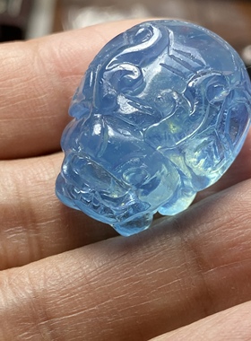 巴西天然海蓝宝龙龟吊坠大号精品级别蓝色龙龟男女水晶挂坠蓝透