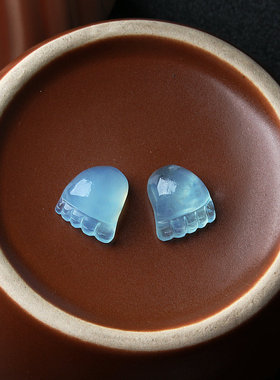 新款天然海蓝宝小脚丫吊坠一对蓝色冰种奶油体男女水晶适合做耳坠
